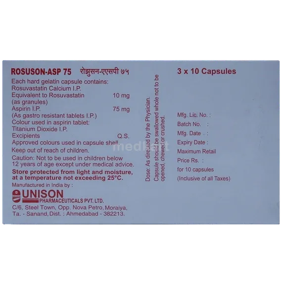 rosuson asp 75mg capsule 10's